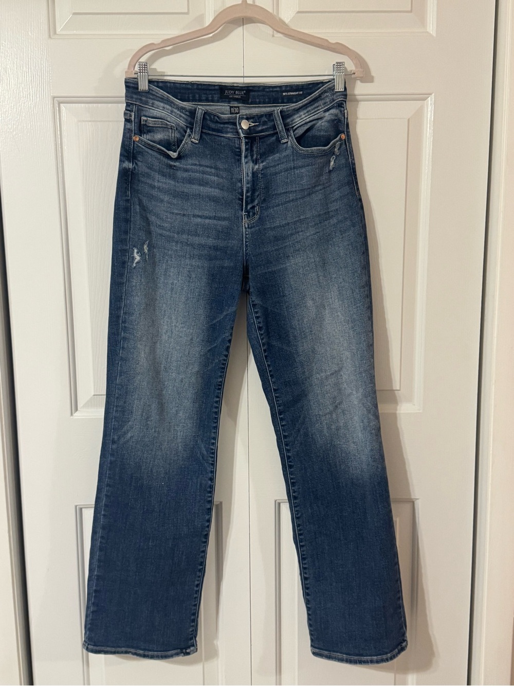 High-Rise Straight Leg Jeans - Dark Blue